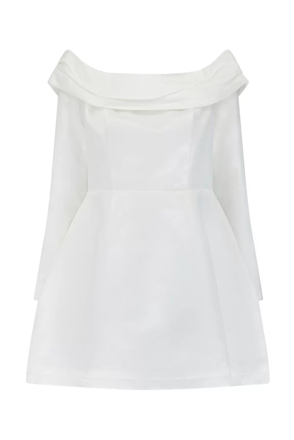 The Satin Bardot Mini Dress - Image 5