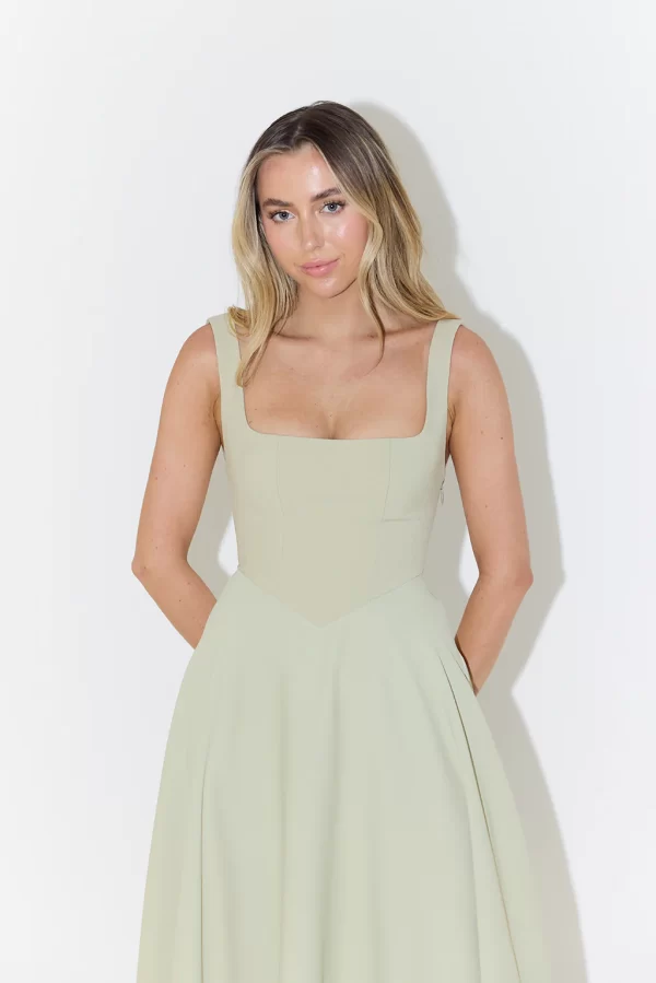 The High Waist Square Neck Midi Dress - Image 3