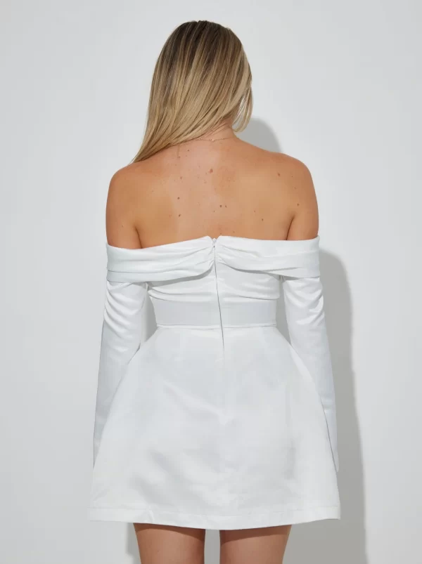 The Satin Bardot Mini Dress - Image 4