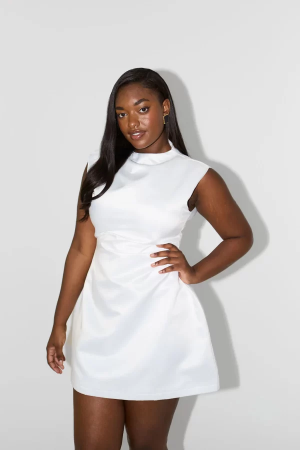 The Satin Straight Neck Mini Dress - Image 5