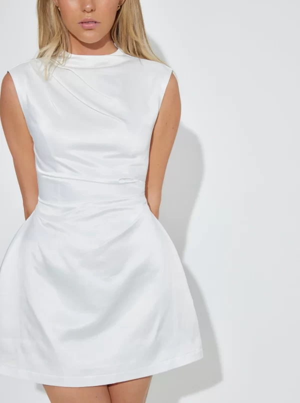 The Satin Straight Neck Mini Dress - Image 2