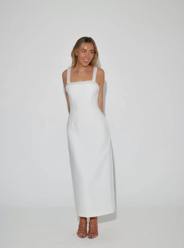 The Pearl Trim Midi Dress