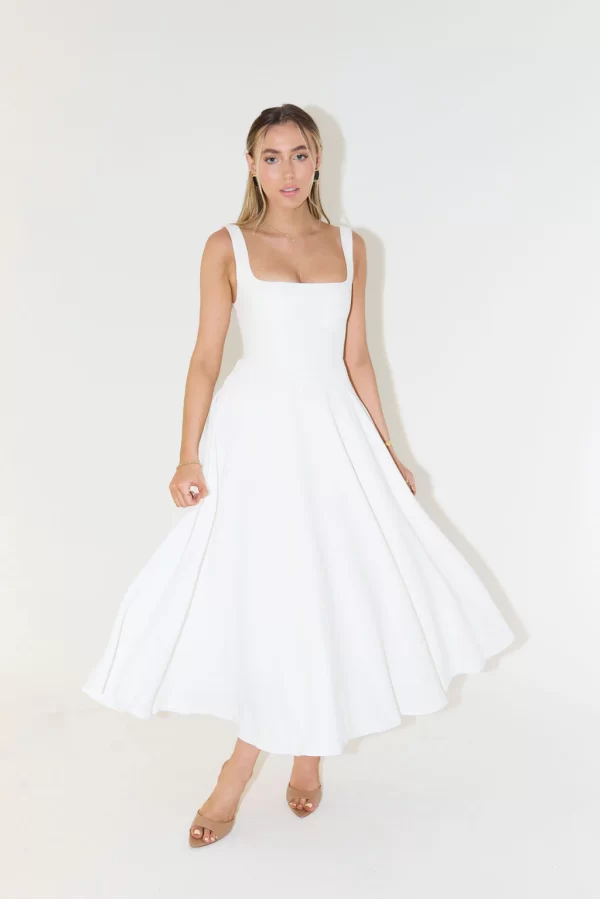 The High Waist Square Neck Midi Dress