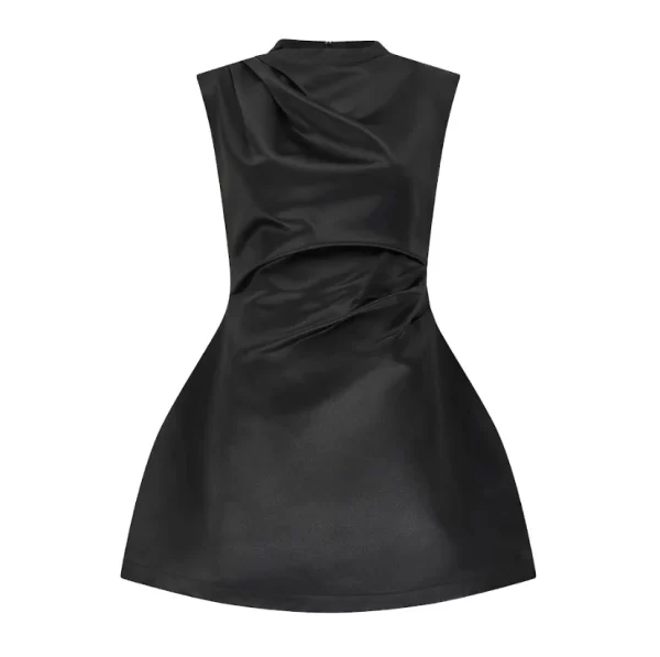 The Satin Straight Neck Mini Dress - Image 5