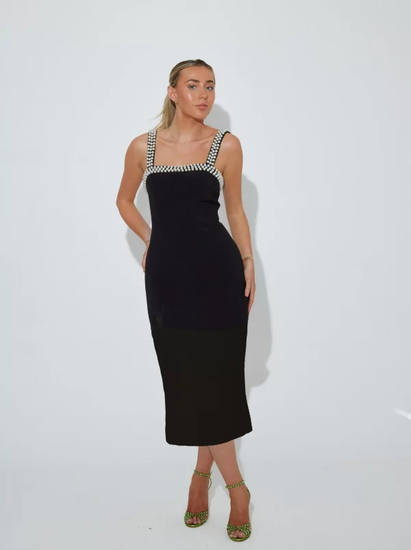 The Pearl Trim Midi Dress