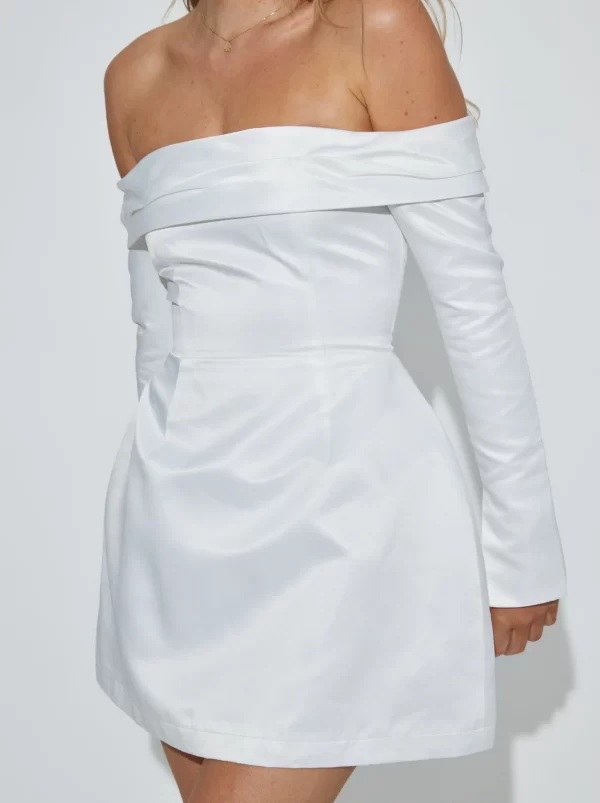 The Satin Bardot Mini Dress - Image 2