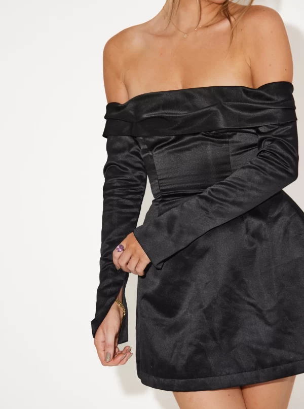 The Satin Bardot Mini Dress - Image 3