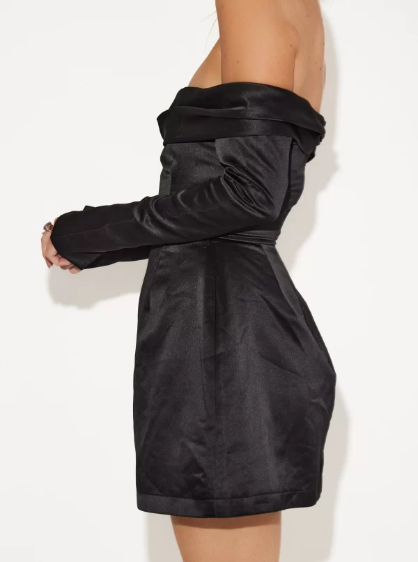 The Satin Bardot Mini Dress - Image 5