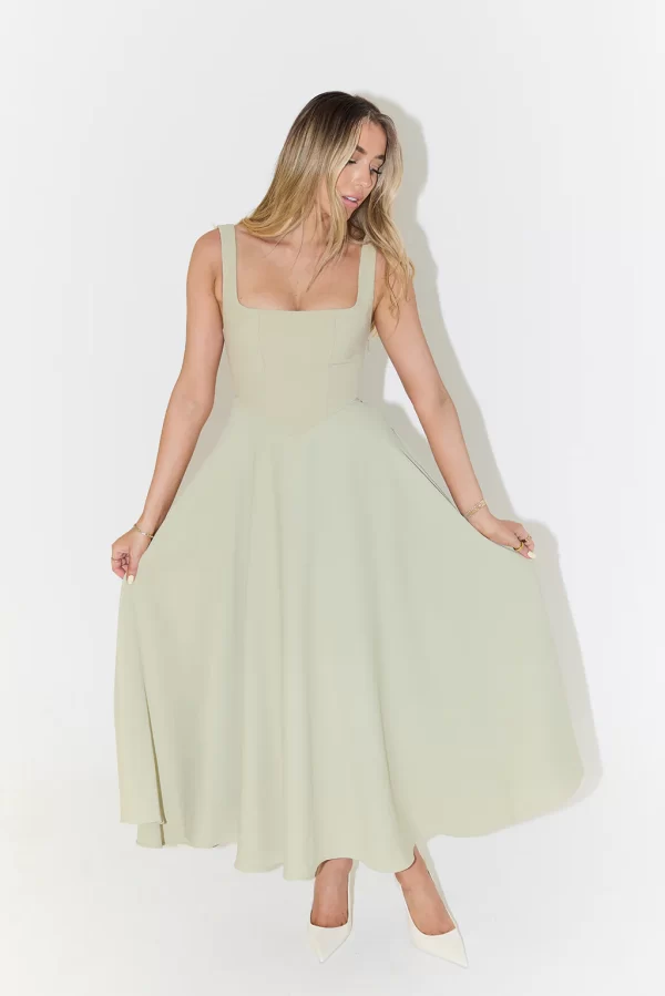The High Waist Square Neck Midi Dress - Image 2